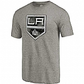 Men's Los Angeles Kings Distressed Team Primary Logo Tri Blend T-Shirt Gray FengYun,baseball caps,new era cap wholesale,wholesale hats